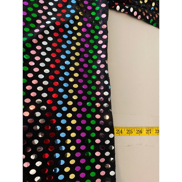 Elite USA Sequin Polka Dot Black Jacket Faux Leather Trim & Button Front Large - Picture 10 of 11